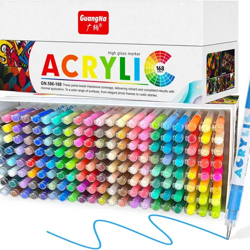 Guangna Acrylic Gel Pens 12/72/168 Color, Colored Pens for Journaling, Coloring Books, Calligraphy, Note Taking & DIY Crafts, RollerBall Pen Tip