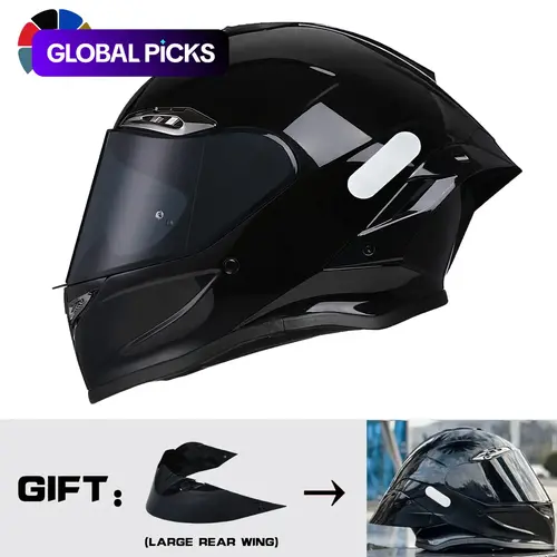 Nbtk Full-Face Motorcycle Helmet, Durable Protective Gear, Riding Helmet, ABS Material with EPS Liner, Includes Large Tail Fin, Multiple Ventilation and Sunshade Lens, Unisex All-Season Commuter Helmet with Visor #GLOBAL PICKS