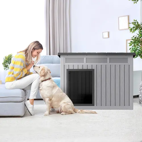 【Bifanuo】Sturdy Frame Dog Kennel for Small & Medium Pets - Indoor/Outdoor Dual-Use, Easy Assembly, Easy to Clean, PP Plastic Construction, Roof Venting