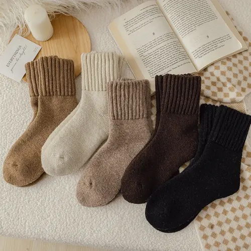 Women's Solid Mid-Calf Polyester Socks - Casual, Soft, Comfy, Warm, Basic, Simple Fit for Fall & Winter Everyday Wear