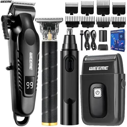 Men's Electric Shaver Set for Home and Car Use, Portable Travel Grooming Kit with Trimmer and Nose Hair Clipper, 2–4 Piece Multifunctional Hair and Beard Shaver Set, Rechargeable Shaver Shaving Products