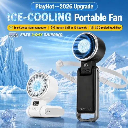 PLAYHOT Cool Fan,Portable Handheld Turbo Fan with Ice Cooling Rechargeable Personal Fan 5 Speed 25550RPM Powerful for Travel Outdoor Camping Hiking Black,Summer&Party Essentials