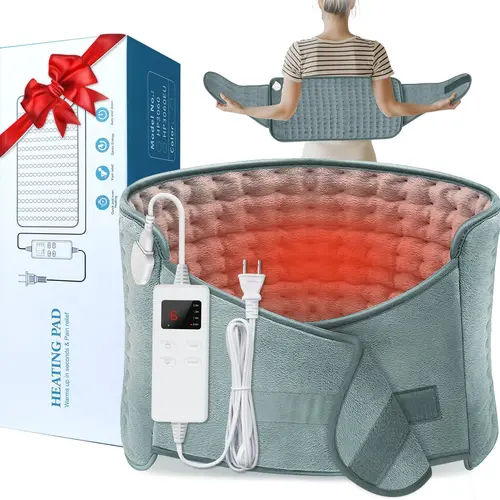 CAMKORY Electric Heating Pad - Menstrual, Multifunctional for Back Pain & Period Cramps, 12"x24"+20" Large Size with Belt, 6 Adjustable Heating Temperature Levels, 4 Timers, Auto Off, Machine Washable, Adult Gift, Menstrual Heating Pad tiktokshopbacktosch