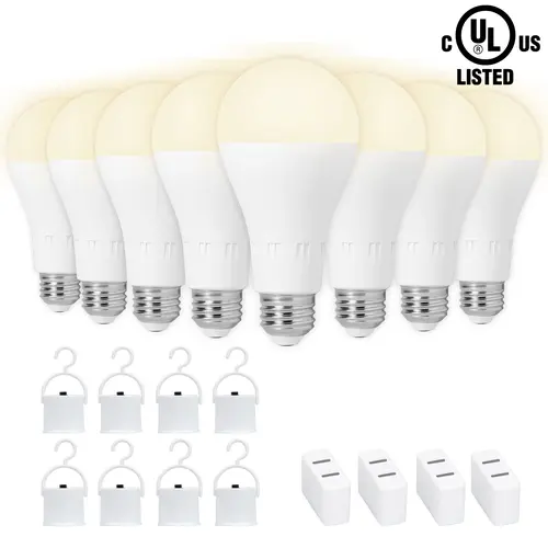JackonLux 4 Pack Rechargeable Emergency Light Bulbs A21, Camping Lamp Battery Powered LED Light Bulb 3000K Daylight E26 E27 120 Volt 12W 60W Equivalent with 2000mAh for Home Power Outage Camping Hurricane incandescent  light emergency  light  bulb