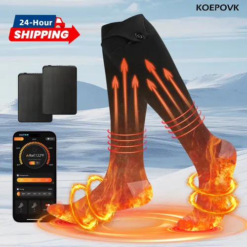 KOEPOVK Heated Socks Set for Men & Women 10000mAh Battery App-Controlled 4-Level Heat Settings Washable Winter Thermal Socks Up to 8 Hours for Skiing Hiking & Outdoor Work,back to school,back to school haul