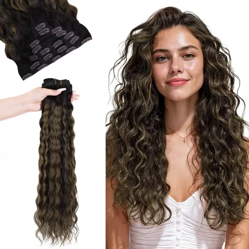 GOO GOO Hair Extensions Elf Curl Clip in Human Hair Extensions, 7pcs/9pcs 18-24inch curly hair，Elf Curl Clip in Human Hair Double Weft Natural Curl Hair Full Head for Women summer hairstyles #tiktokshopbacktoschool #sohochic