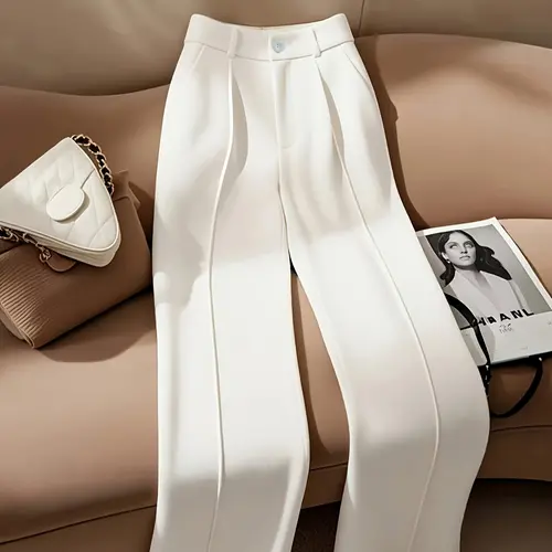 Women's Elegant Fashion High-End Business Commute Drape Casual High Rise Straight Long Pants, Casual Commuter Wear, Casual Work Pants, High Waist Pants, Casual Comfy Trousers, Fitted Style, All Seasons Womenswear, Casual Fitted Bottoms