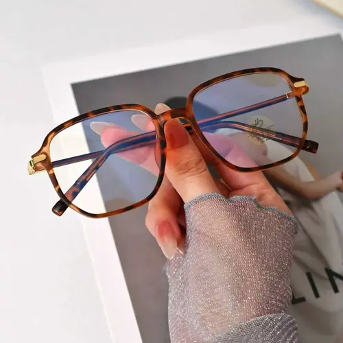 KIMOR Cute Glasses Frames for Women - Non Prescription Clear Lens Glasses, Lightweight Fashion Frame, Anti Blue Light Square Tortoiseshell Eyeglasses for Work and School