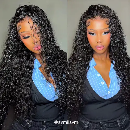 [13x6 GLUELESS WIG] Megalook Glueless Water Wave Transparent Lace Frontal Wigs Skin Melted Pre-everything Put on Go Via Drawstring Band #Summervibes