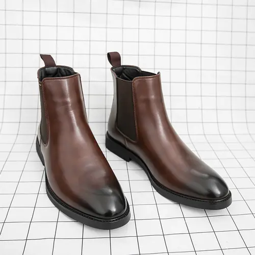 Men's Classic Ankle Boots - Round-Toe Slip-On Footwear, Casual Chic Minimalist Full-Fitting PU Denim Chelsea Boots, Suit & Daily Wear Shoes, Father's Day Gift