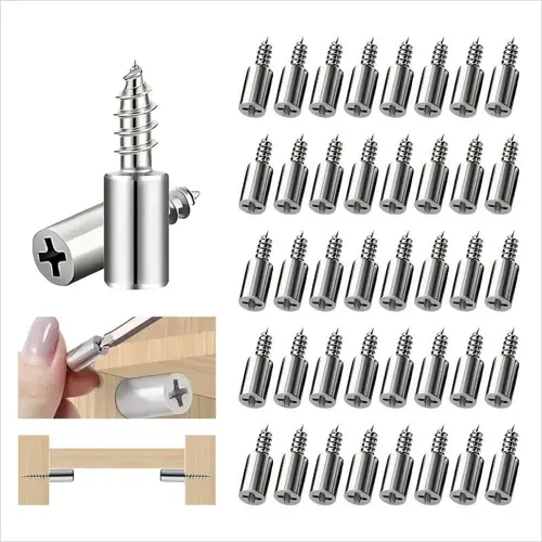 40Count Self-Tapping Screws,Shelf Support Pegs,Shelf Pins with Non-Slip Sleeve,Cabinet Shelf Pegs for Kitchen Utensils,Bookcases and Wardrobes,Fixed Support Self-Tapping Cross Screw.