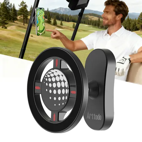 Arttodo Magnetic Golf Cart Phone Holder, Golf Cart Phone Mount Compatible with MagSafe iPhone 17 16 15 14 13 12 Series, Fit for EZGO, Club Car, Golf Accessories for Men Women