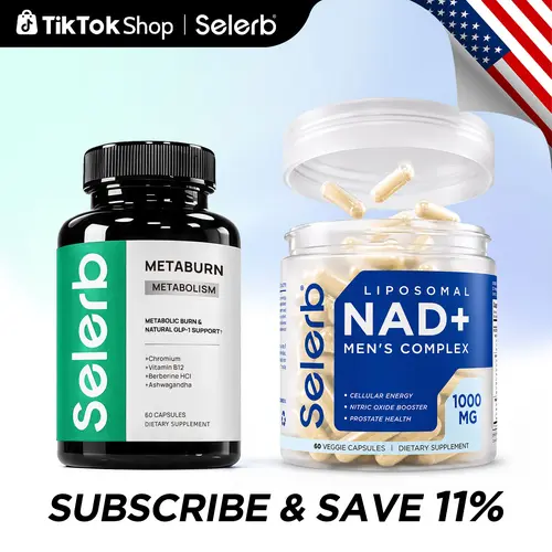 Selerb NAD+ Supplement for Men + Metaburn Bundle – Liposomal NAD+, CoQ10, L-Carnitine, Chromium, Vitamin B12 & Berberine HCI – Energy, Circulation, Prostate & Daily Nutrient Support