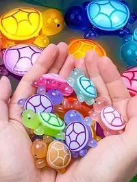 30-Piece Glow-in-the-Dark 3D Turtle Figurines, Colorful Translucent Plastic Decorations Ornaments for DIY Crafts, Party Favors, Beach-Themed Events, Christmas and Halloween Decor, Gifts for Children