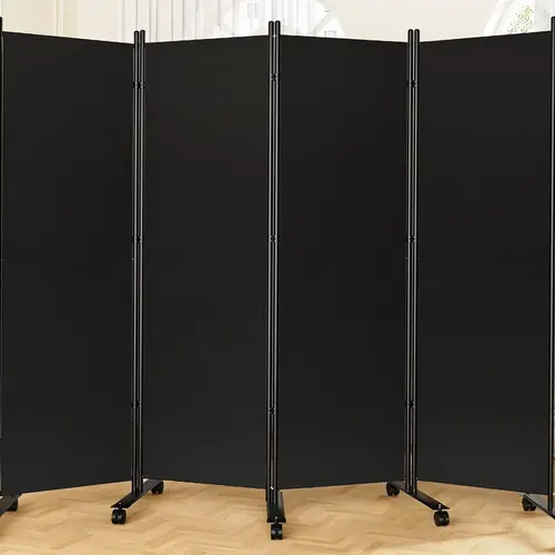 Portable Room Divider - 4 Panel Folding Privacy Screens | Freestanding Fabric Room Divider with Wheels for Home, Office & Hospital - Versatile Partition for Room Separation Furniture Interior