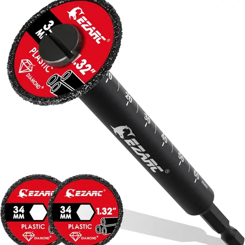 EZARC Tools 2-Piece EZARC Internal Pipe Cutting Blades Set with Diamond Grit Wheel for PVC PPR & CPVC Plastic Pipes 34mm Blade Size outdoorfun, Inside Pipe Cutter, Tubing Cutter toolupgrade