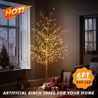 Hoodink 6ft Indoor Lighted Birch Tree - 544 Warm LEDs, Plastic Birch Foliage, Durable Metal Base, Natural Look, Room Decor Lights for Bedroom, Christmas Holiday Decor, Home Decor Items