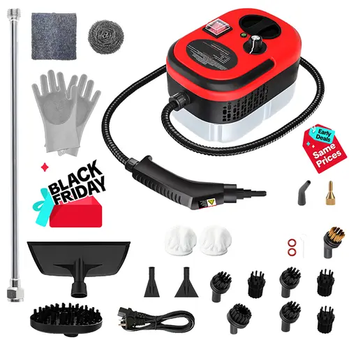 2500W Multifunction Lightweight Steam Mop - Compact Handheld Eco-Friendly Floor Cleaner with 15-Second Rapid Heat Up, 1.2L Tank, Bendable Extension Wand, 3-Speed Handle, 3m Reach, 20 Accessories for Home Use, Floor Steamer Cleaner