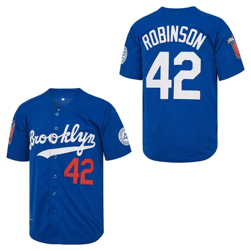 Men's Brooklyn 42 Robinson Vintage Legend Baseball Jersey - Male Clothing, Large Number Back, Letters Design, Mens Jersey Style, 90s Classic, Embroidered Patches, HipHop White, Game Day Gift,back to school,back to school haul