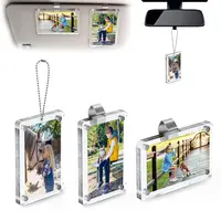 JOYTUTUS 2-Pack Magnetic Car Sun Visor Photo Clips Clear Acrylic Display Frames for Personalized Family Pet Photos Easy to Clip Driver Gift