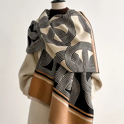 All-Over Print Shawl Scarf, Soft Fitted Woven Fabric, Thick Casual Accessory for Fall & Winter, Unisex Fashion Jewelry, Soft Warm Shawl