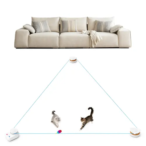 Metiya Interactive Cat Toy for Indoor Cats - Automatic Moving & Enrichment Toy with DIY Cat Treadmill for Exercise & Stimulating Chase Games