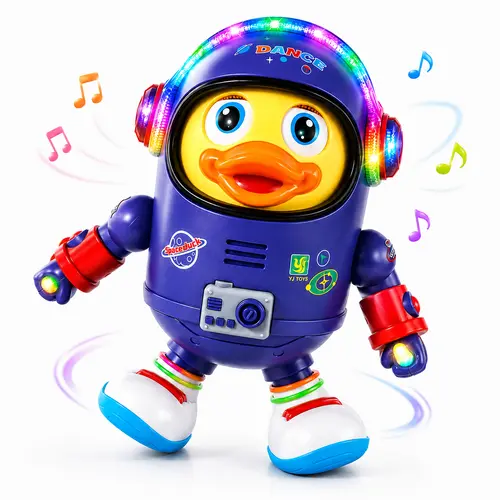 Dancing Astronaut Duck Toy for Kids with Music Lights & Sounds Walking Moving Interactive Toddler Toy Gift for Boys Girls