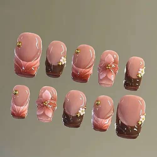 NailVesta SAKURA BLUSH – 100% Handcrafted 3D Press-On Nails | Reusable, Long-Lasting, Salon-Quality Handmade Reusable Nails