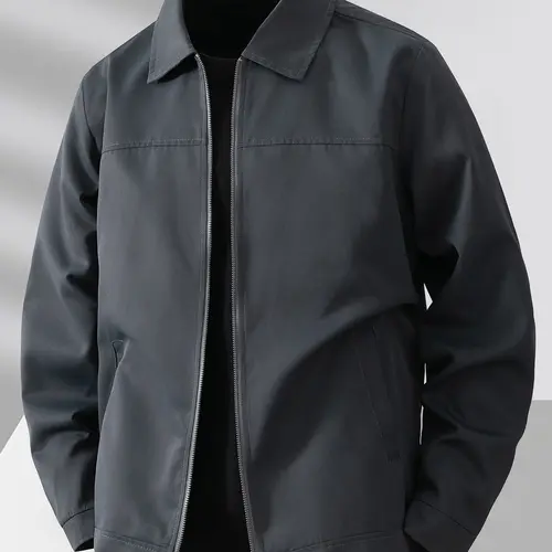 Men's Lightweight Casual Jacket, Polyester Fabric, Zipper Closure, Collar Design, Suitable for Daily Wear & Travel
