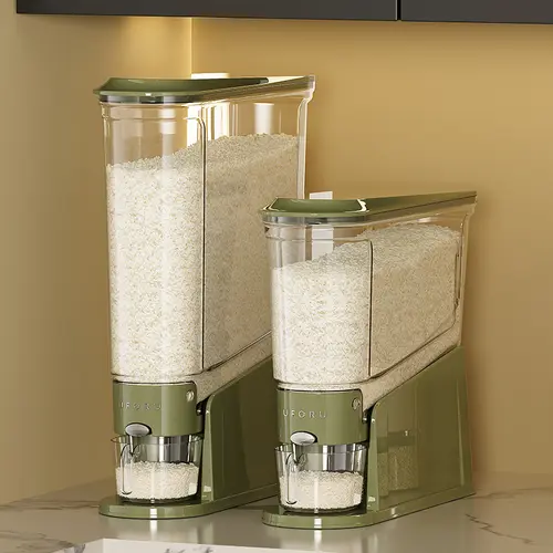 UFORU Cream Airtight BPA-Free Rice Dispenser (11LBS/22LBS) - Slim Kitchen Utensil for Countertops, Home Use, Compartmentalized Dry Food Storage, Moisture-Proof Container for Grains/Cereals in Small Spaces Aiding Daily Kitchen Routines