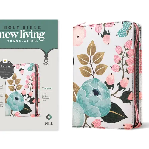NLT Compact Zipper Bible, Filament Enabled (Cloth, Floral Garden, Red Letter) -- New Living Translation - Bible