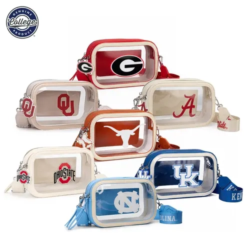 Universal College Clear Bag for Stadium Events - Stadium Approved Crossbody Bag, Clear Stadium Bag for Concerts & Sports Events,Florida Gators/UNC/Auburn Tigers/Texas Longhorns/Tennessee Volunteers/Oklahoma Sooners/Ohio State Buckeyes/Kansas Jayhawks,016,