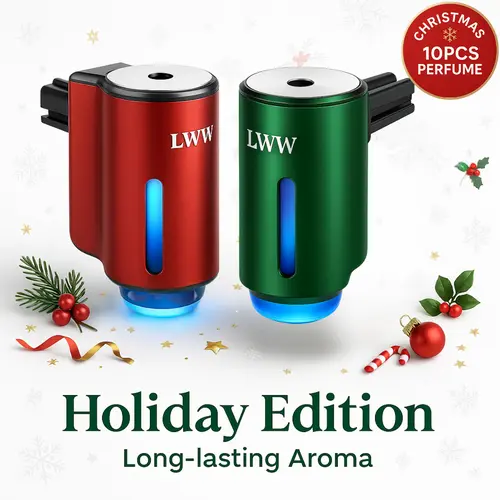LWW Dual Car Aroma Diffuser Set - 2 Rechargeable Li-ion Dual Diffusers with 10 Assorted Essential Oil Refills, Freshening Car Fragrance Kit for Vehicle Interior