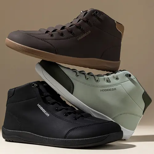 HOBIBEAR Winter Fleece Lined Wide Toe Shoes Spring Autumn Men's Sports Shoes Mid Top Flat Women's Skate Shoes