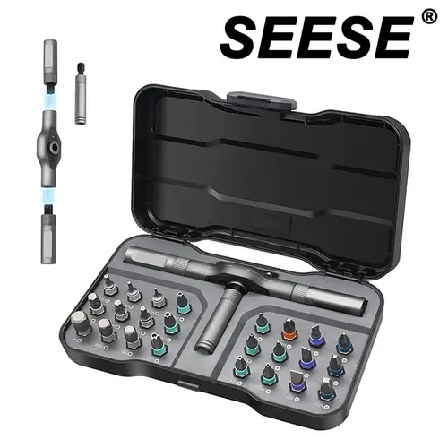 SEESE 24 in1 Magnetic Screwdriver Set,DIY Ratchet Screwdriver Set,Detachable Assembly T Handle,Portable Precision Repair Tool Kit for PC, Bicycle, Furniture,Electronics