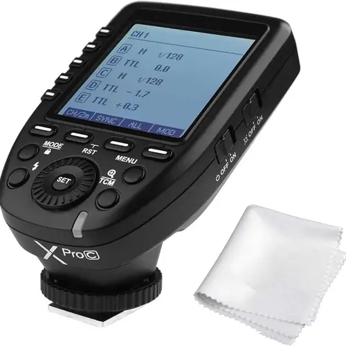Godox Xpro TTL Wireless Flash Trigger with Cord, 1/8000s High-Speed Sync, TTL-to-Manual Conversion, Large Slanted Graphic Display Screen, 5 Dedicated Group Buttons, 11 Customizable Functions, 01-99 Wireless ID, Camera Accessory