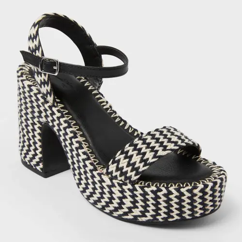 Women's Madeline Woven Platform Sandal Heels with Memory Foam Insole - Universal