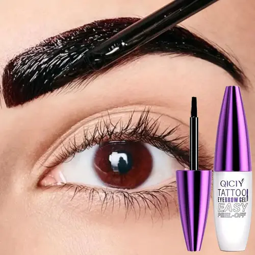 QICIY Easy Peel Eyebrow Gel - Waterproof, Sweatproof, Durable 24-Month Long-Lasting Brown+Gray+Black Tattoo Color Film-Forming Cosmetic with Brush-On Youth-Enhancing Color Correction, Styling Enhancer for All Skin Types