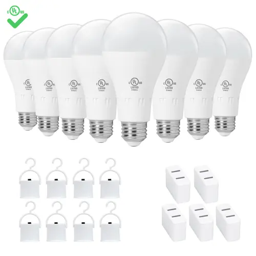 4 Pack Rechargeable Emergency Light Bulbs A21, Camping Lamp Battery Powered LED Light Bulb 3000K/5000k Daylight E26 E27 120 Volt 12W 60W Equivalent with 2000mAh for Home Power Outage Camping Hurricane incandescent  light emergency  light  bulb