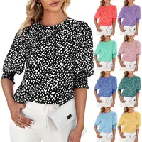Cicy Bell Women's Polka Dot 3/4 Sleeve Blouse Tops Ladies Casual Office Work Crew Neck T-Shirt Spring Soft Crewneck