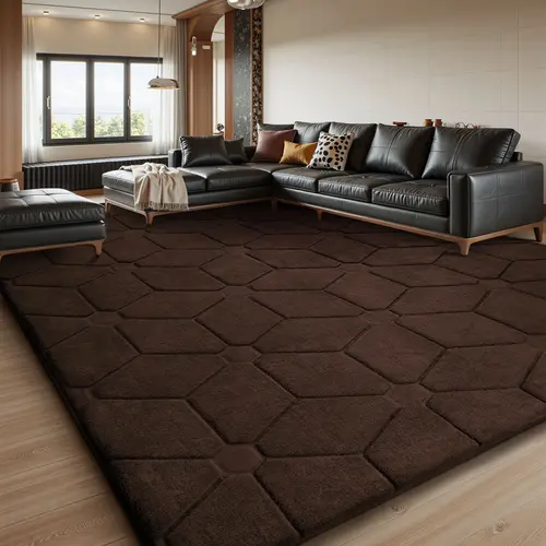FAMVAL Super Soft Fluffy Contemporary Geometric Pattern Decorative Area Rug - Non-Slip Bottom, Wrinkle Resistant, Diamond Jacquard Aesthetic, Handwash Refresh, Indoor Use for Home Rooms, Bedroom & Kid Room Decor