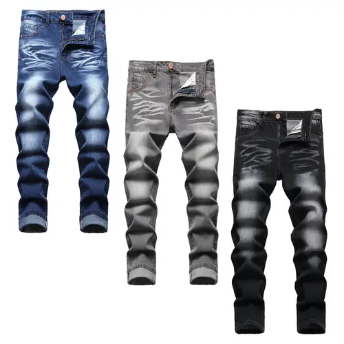JUNBAOSS Men's Multi Pack Slim Fit Stretch Jeans Ripped Skinny Jeans for Men, Distressed Straight Leg Fashion Casual Popular Chic Comfort Flex Waist Denim Pants, Menswear Classic Street Style Cotton Fabric Jean Natural Hipster Personalized Stylish Jeans O