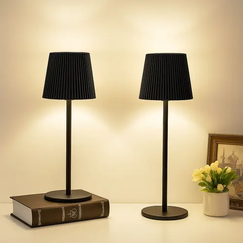 (2 Pack Black)Cordless Table Lamp LED Desk lamp,5000mAh Rechargeable Touch Night Light Wireless Minimalist Design for/Restaurant/Bedroom/Bars/Outdoor Party/Camping/Coffee Shop