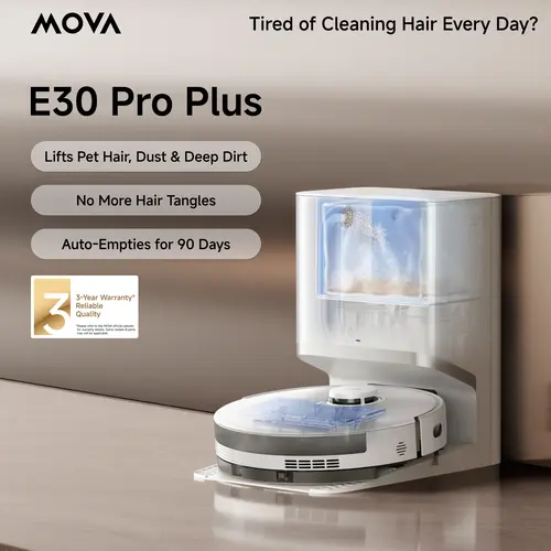 MOVA E30 Pro Plus Robotic Vacuum - 19000pa Cordless Rechargeable Battery-Powered, Automatic Dust & Debris Removal, App Control for Smart Homes, 3-Year Warranty for Cordless Cleaning,back to school,back to school haul