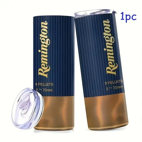 Remington Bullet Design Vacuum Flask, Stainless Steel Thermos, Stainless Steel Thermal, 1 Count Reusable Stainless Steel Water Bottle with Straw, Portable Drinking Cup for Home Office Outdoor Camping, Insulated Travel Drinkware