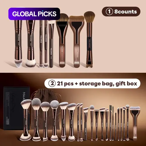 MAANGE Soft-Bristle Makeup Brush Set, Complexion Brush Set for Foundation, Powder, Eyeshadow and Concealer, Cosmetic Gift Box Set, Makeup Brushes Kit #GLOBAL PICKS