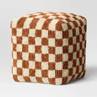 Checkerboard Pouf Mustard/Cream - Threshold