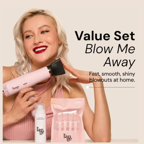 L'ANGE HAIR Blow Me Away Value Set - Le Styliste Luxury Salon Lightweight Batteryless Hair Dryer (Frizz-Free, Smooth, Silky Straight Results, Frizz Control) + Glass Thermal Blowout Glass Primer, Selfcare, Antioxidants