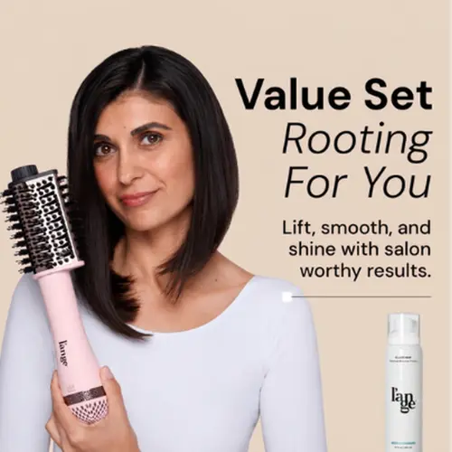 L'ANGE HAIR - Rooting For You Value Set Hair Dryer Kit - Le Volume Eleve 65MM 2-in-1 Titanium Teardrop Barrel Brush Dryer + Glass Thermal Blowout Primer for Towel-Dry Strands with Heat Protection