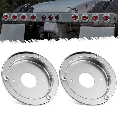 Partsam 2Pcs Premium Waterproof Watermelon Lights Bunk Adapter - Stainless Steel Material Round Marker Lighting Bezel Cover, 4" Hole Mounting Bracket, No LED Lights Included, Easy Installation